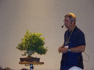 John Thompson boxwood bonsai demonstration step 4 at MABS 2012 Spring Festival, Mid-Atlantic Bonsai Societies