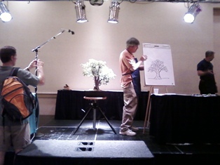 John Thompson coastal oak bonsai demonstration step 2 at MABS 2012 Spring Festival
