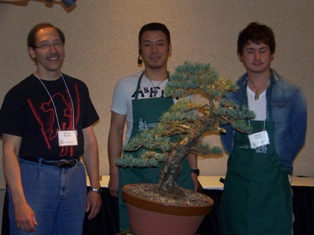 Isao Omachi Japanese black pine bonsai demonstration step 23 at MABS 2012 Spring Festival